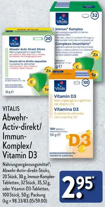 Aldi Nord VITALIS Abwehr Activ-direkt/ Immun Komplex/ Vitamin D3 Angebot