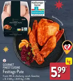 Aldi Nord GOURMET FINEST CUISINE Festtags-Pute Angebot