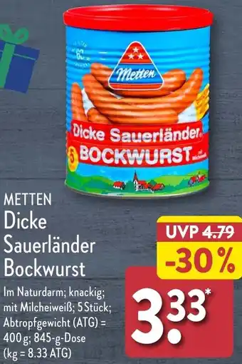 Aldi Nord METTEN Dicke Sauerländer Bockwurst Angebot