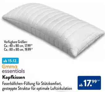 Aldi Nord Emma essentials Kopfkissen Angebot
