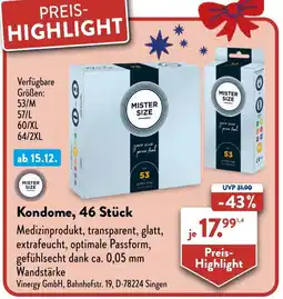 Aldi Nord MISTER SIZE Kondome, 46 Stück Angebot