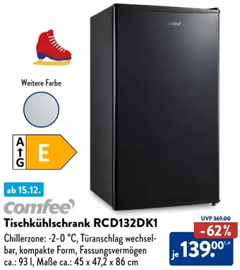 Aldi Nord Comfee Tischkühlschrank RCD132DK1 Angebot