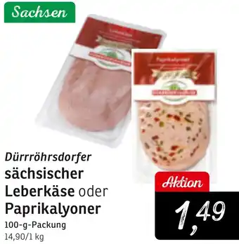 KONSUM Dürrröhrsdorfer sächsischer Leberkäse oder Paprikalyoner Angebot