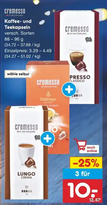 Netto Marken-Discount cremesso Kaffee- und Teekapseln Angebot