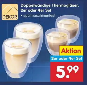 Netto Marken-Discount DEKOR Doppelwandige Thermogläser, 2er oder 4er Set Angebot