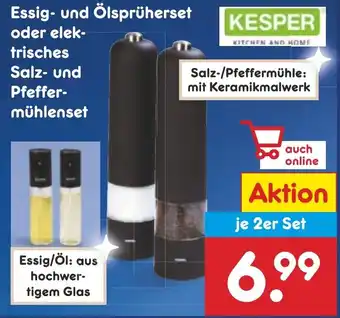 Netto Marken-Discount KESPER Essig- und Ölsprüherset oder elektrisches Salz- und Pfeffermühlenset Angebot