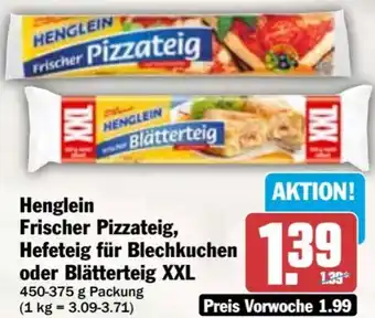 dodenhof Henglein Frischer Pizzateig, Hefeteig für Blechkuchen oder Blätterteig XXL Angebot