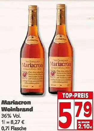 Elli Markt Mariacron Weinbrand 0,7L Angebot