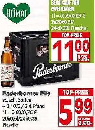 Elli Markt Paderborner Pils 20x0,5L/24x0,33L Angebot