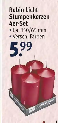 Rossmann Ideen welt rubin licht stumpenkerzen Angebot