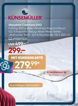 Galeria KÜNSEMÜLLER Steppbett Cashmere DUO Angebot