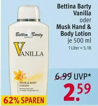 Rossmann Bettina barty vanilla oder musk hand & body lotion Angebot