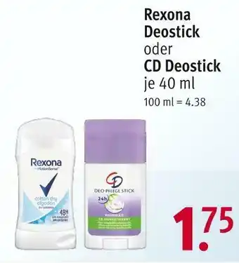 Rossmann Rexona oder cd deostick Angebot