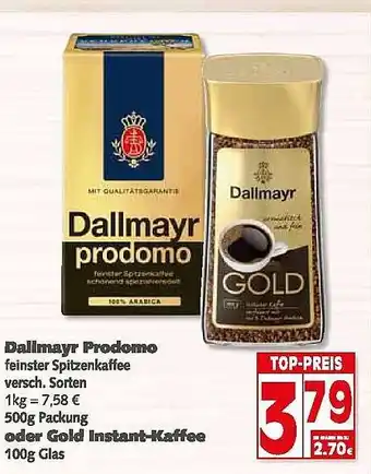 Elli Markt Dallmayr Prodomo 500g oder Gold Instant Kaffee 100g Angebot