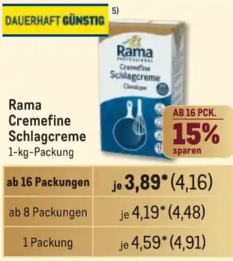 METRO Rama Cremefine Schlagcreme Angebot