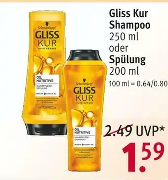 Rossmann Gliss kur shampoo oder spülung Angebot