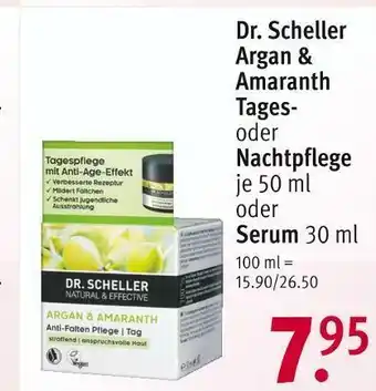 Rossmann Dr. scheller argan & amaranth tages-, nachtpflege oder serum Angebot