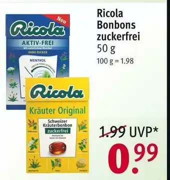 Rossmann Ricola bonbons zuckerfrei Angebot