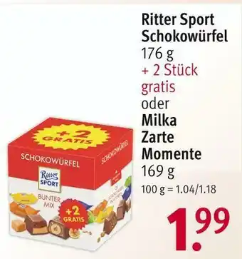 Rossmann Ritter sport oder milka schokowürfel oder zarte momente Angebot