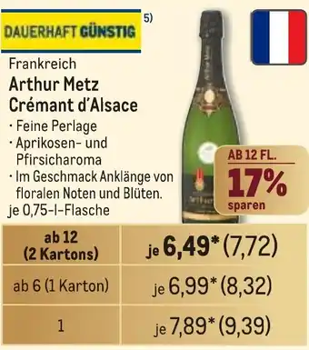 METRO Frankreich Arthur Metz Crémant d'Alsace Angebot