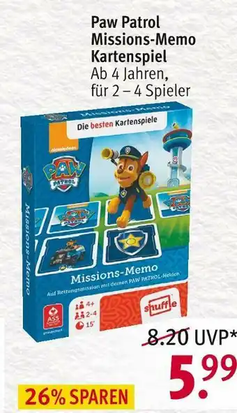 Rossmann Paw patrol missions-memo kartenspiel Angebot