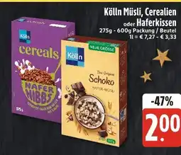 Edeka Kölln müsli, cerealien oder haferkissen Angebot