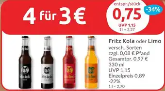 Budni Fritz Kola oder Limo Angebot