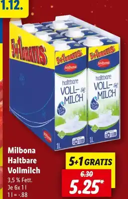 Lidl Milbona haltbare vollmilch Angebot