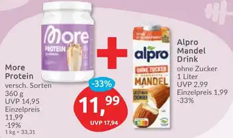 Budni More Protein oder Alpro Mandel Drink Angebot