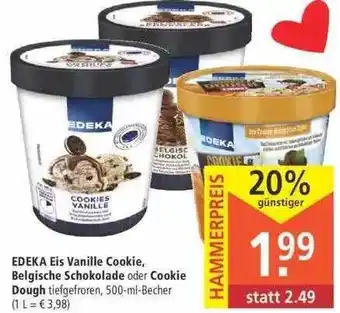 Marktkauf Edeka Eis Vanille Cookie, Belgische Schokolade oder Cookie Angebot