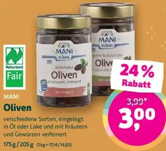 Biomarkt MANI Oliven Angebot