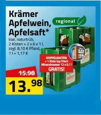 Logo Getränkemarkt Krämer Apfelwein, Apfelsaft Angebot