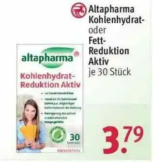 Rossmann Altapharma Kohlenhydrat- Oder Fett-reduktion Aktiv Angebot