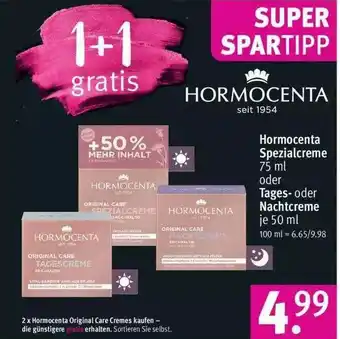 Rossmann Hormocenta Spezialcreme Oder Tages- Oder Nachtcreme Angebot