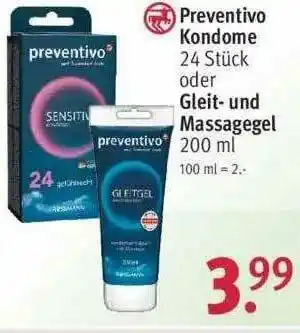 Rossmann Preventivo Kondome Oder Gleit- Und Massagegel Angebot