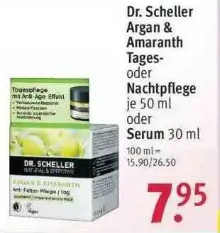 Rossmann Dr Scheller Argan & Amaranth Tages- Oder Nachtpflege Angebot