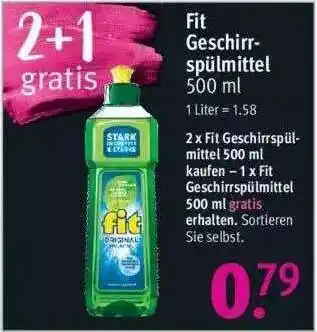 Rossmann Fit Geschirr Spülmittel Angebot