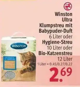 Rossmann Winston Ultra Klumpstreu Mit Babypudet-duft Oder Hygiene-streu Oder Bio Katzenstreu Angebot