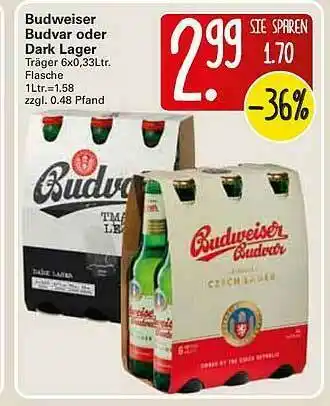 WEZ Budweiser Budvar Oder Dark Lager Angebot