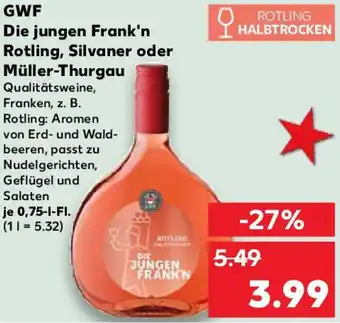 Kaufland GWF Die jungen Frank'n Rotling, Silvaner oder Müller-Thurgau Angebot