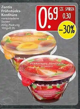 WEZ Zentis Frühstücks Konfitüre Angebot