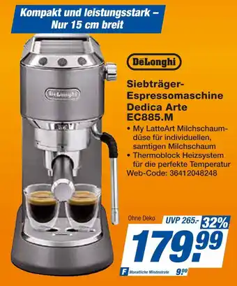 Expert Delonghi siebräger-espressomaschine dedica arte ec885.m Angebot