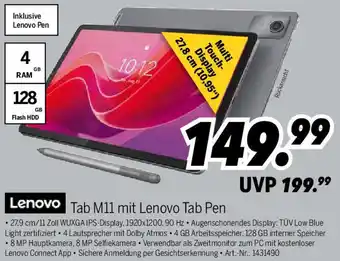 MEDIMAX Lenovo Tab M11 mit Tab Pen Angebot