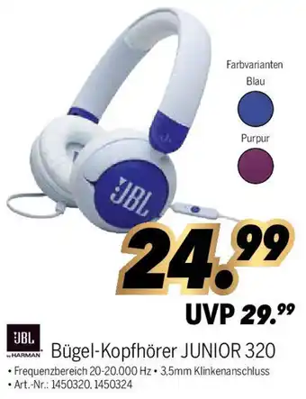 MEDIMAX JBL Bügel-Kopfhörer JUNIOR 320 Angebot