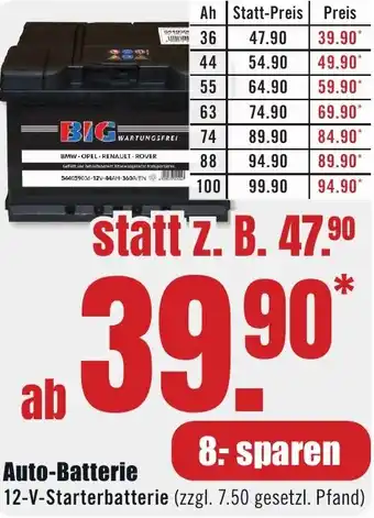 B1 Discount Baumarkt Auto-Batterie Angebot