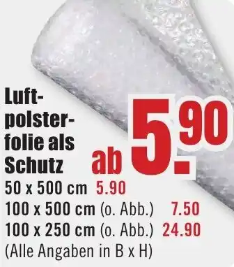 B1 Discount Baumarkt Luftpolsterfolie als schutz Angebot