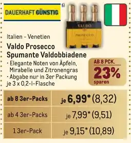 METRO Valdo Prosecco Spumante Valdobbiadene Angebot