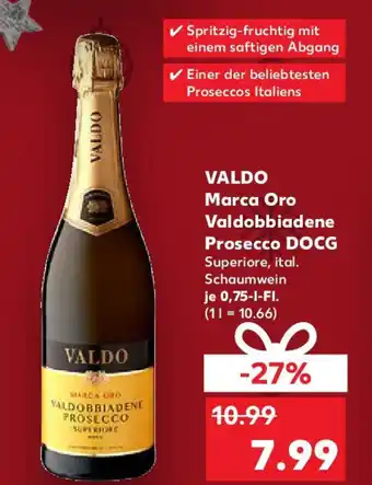 Kaufland VALDO Marca Oro Valdobbiadene Prosecco DOCG Angebot