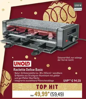 METRO UNOLD Raclette Delice Basic Angebot