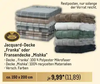 METRO GÖZZE Jacquard-Decke ,,Franka“ oder Fransendecke „Mishka“ Angebot